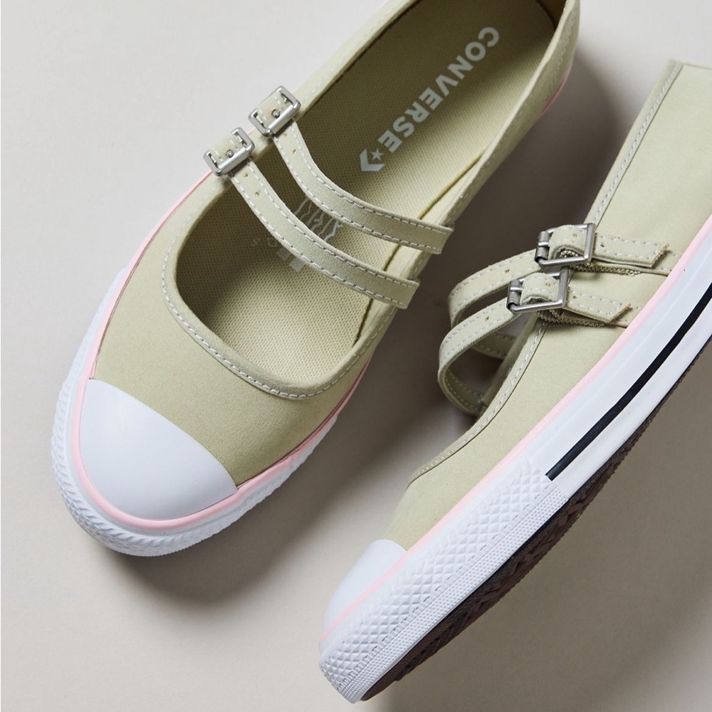 Converse Double Strap Green, White, and Pink Flats!